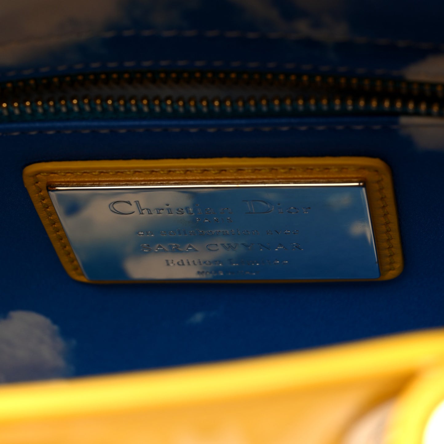 Patent Lambskin Cannage PVC Sara Cwynar Small Lady Dior Art Yellow