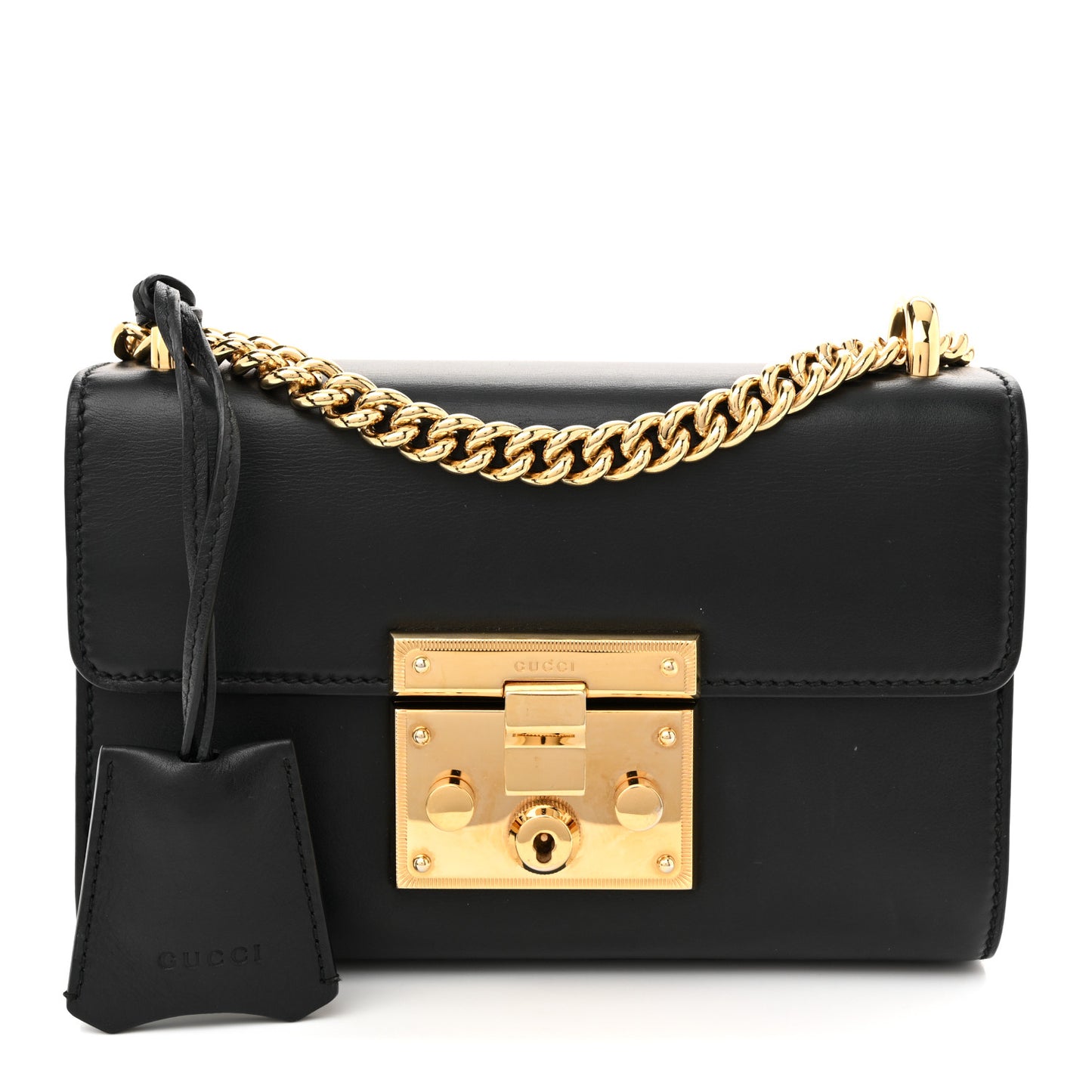 Calfskin Small Padlock Shoulder Bag Black