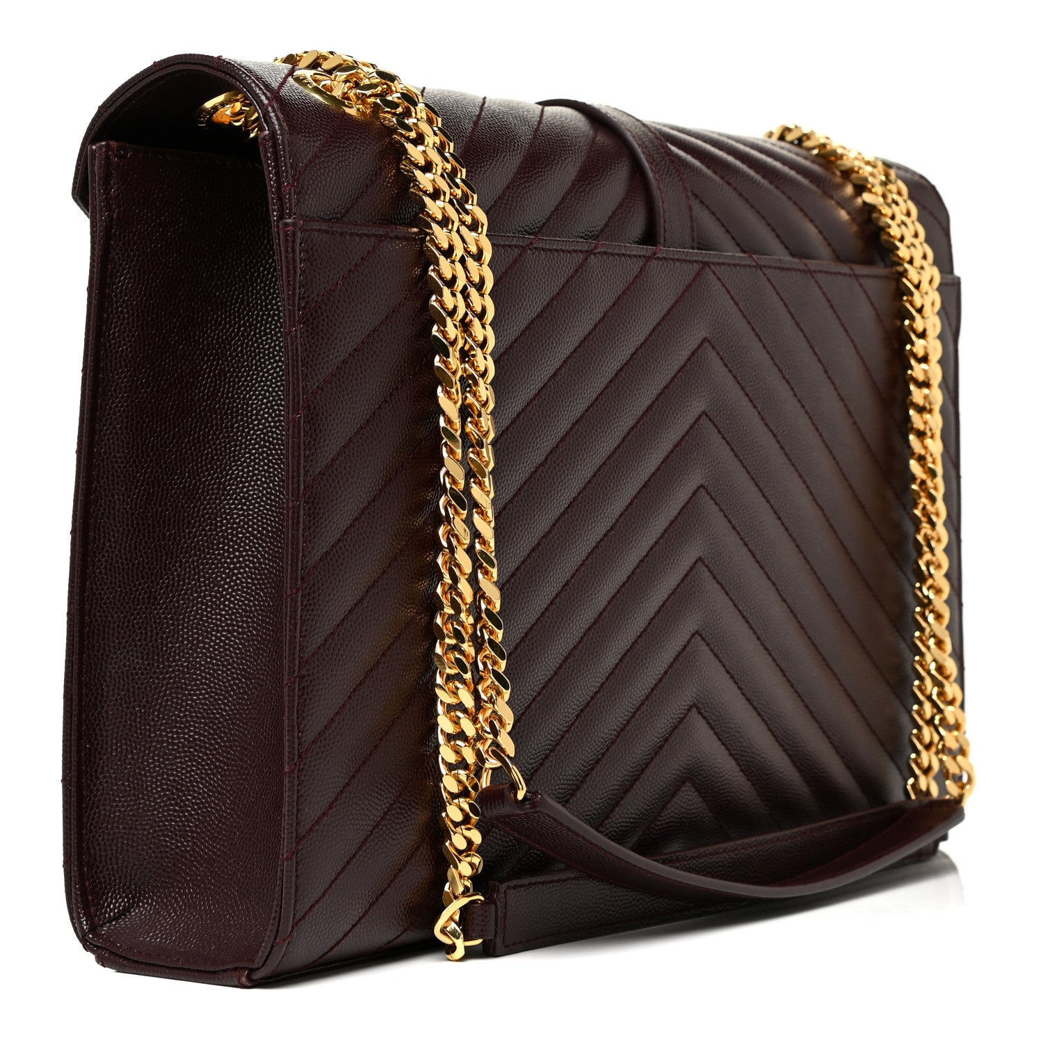 Saint Laurent Grain De Poudre Matelasse Chevron Large Monogram Satchel Amaranto 2 of 8