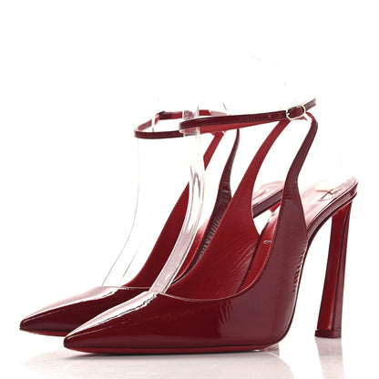 Christian Louboutin Patent Calfskin Condora Sling 100 Pumps 38.5 Red 4 of 9