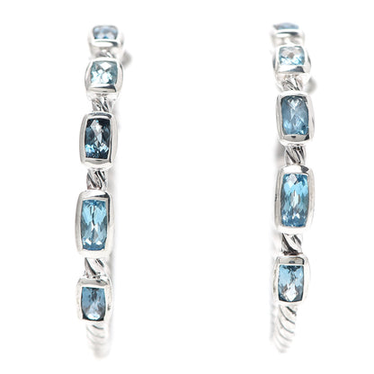 David Yurman Sterling Silver Blue Topaz Confetti Hoop Earrings 1 of 4