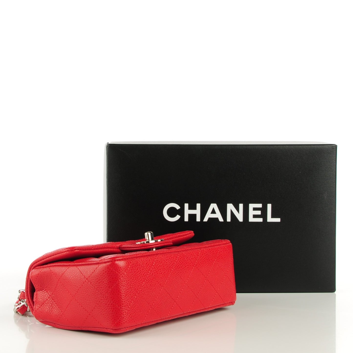 Caviar Quilted Mini Rectangular Flap Red