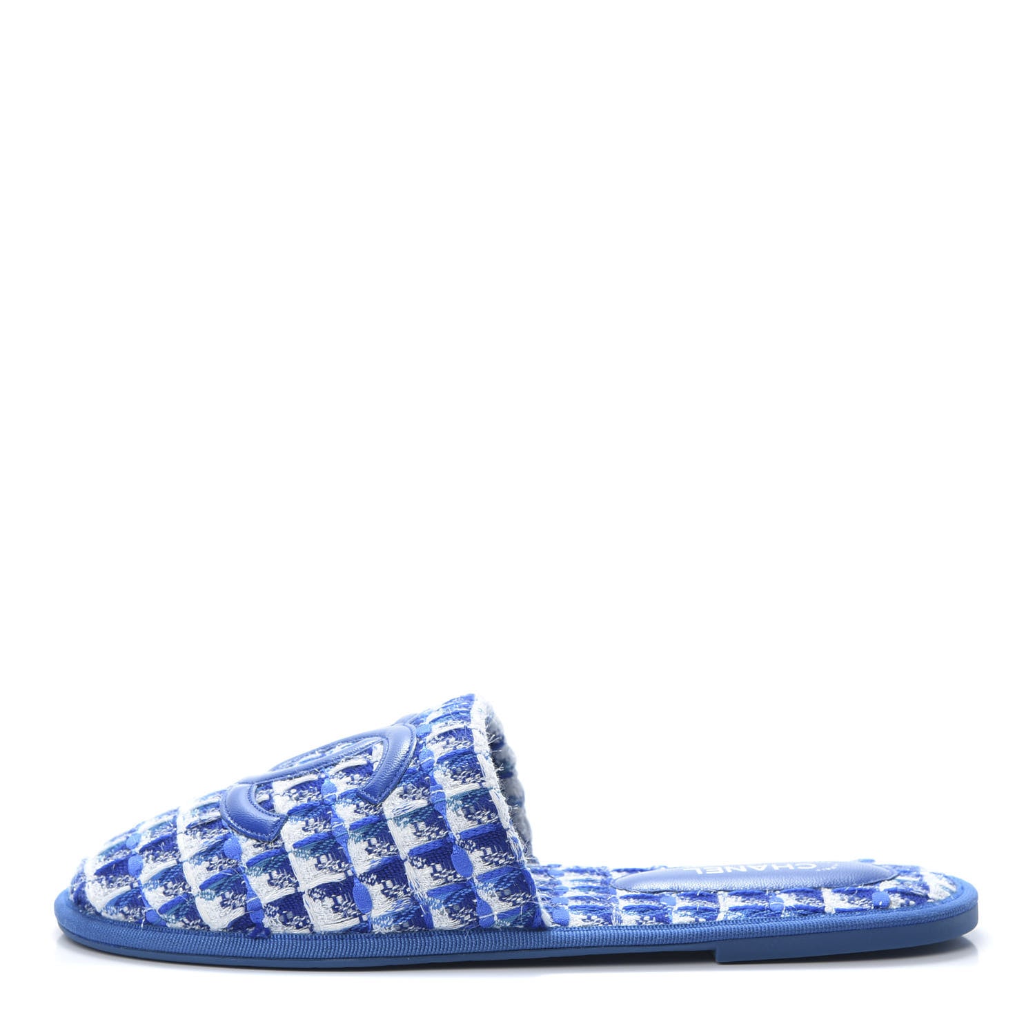 Chanel Tweed CC Flat Mules M Blue 1 of 8