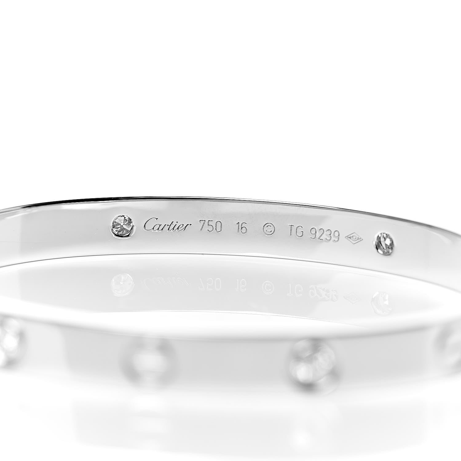Cartier 18K White Gold 4 Diamond LOVE Bracelet 16 5 of 7