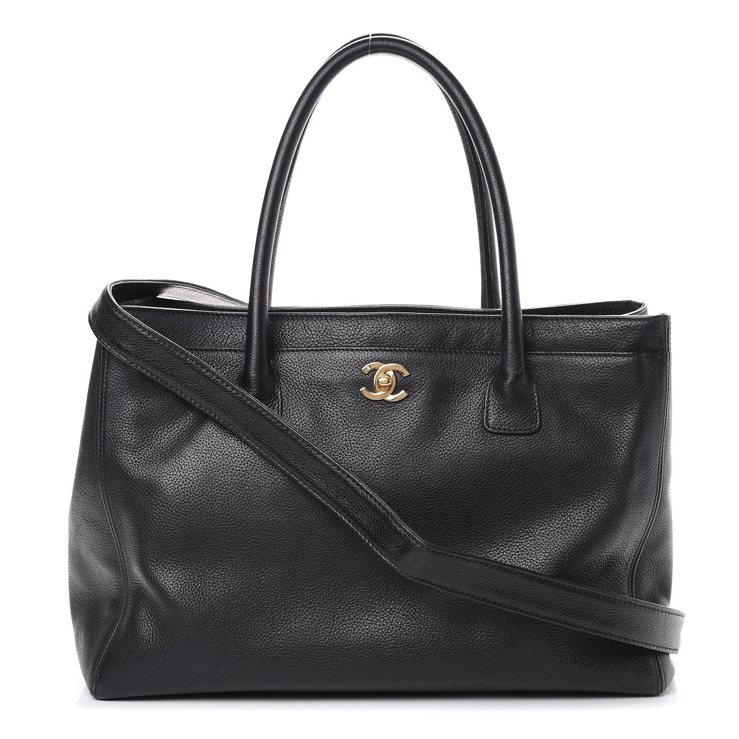 Calfskin Cerf Executive Shopper Tote Black