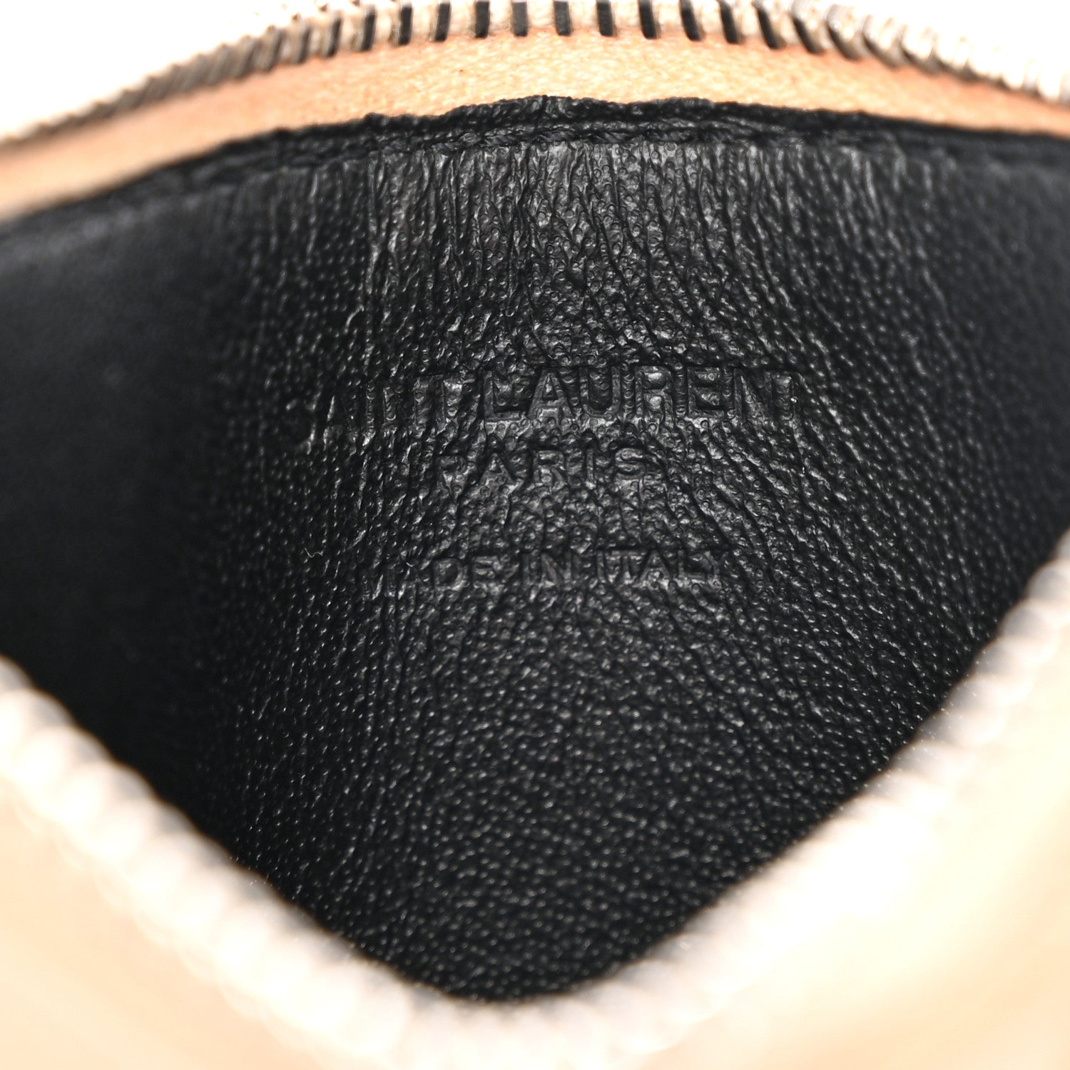 Saint Laurent Grained Calfskin 5 Fragments Zip Pouch Card Holder Nude Powder 7 of 10
