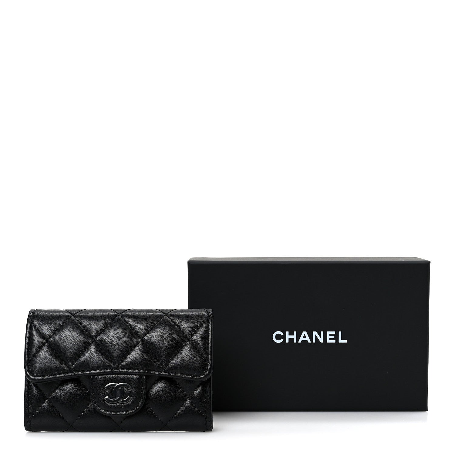 Chanel Lambskin Quilted Flap Card Holder Wallet So Black 10 of 10
