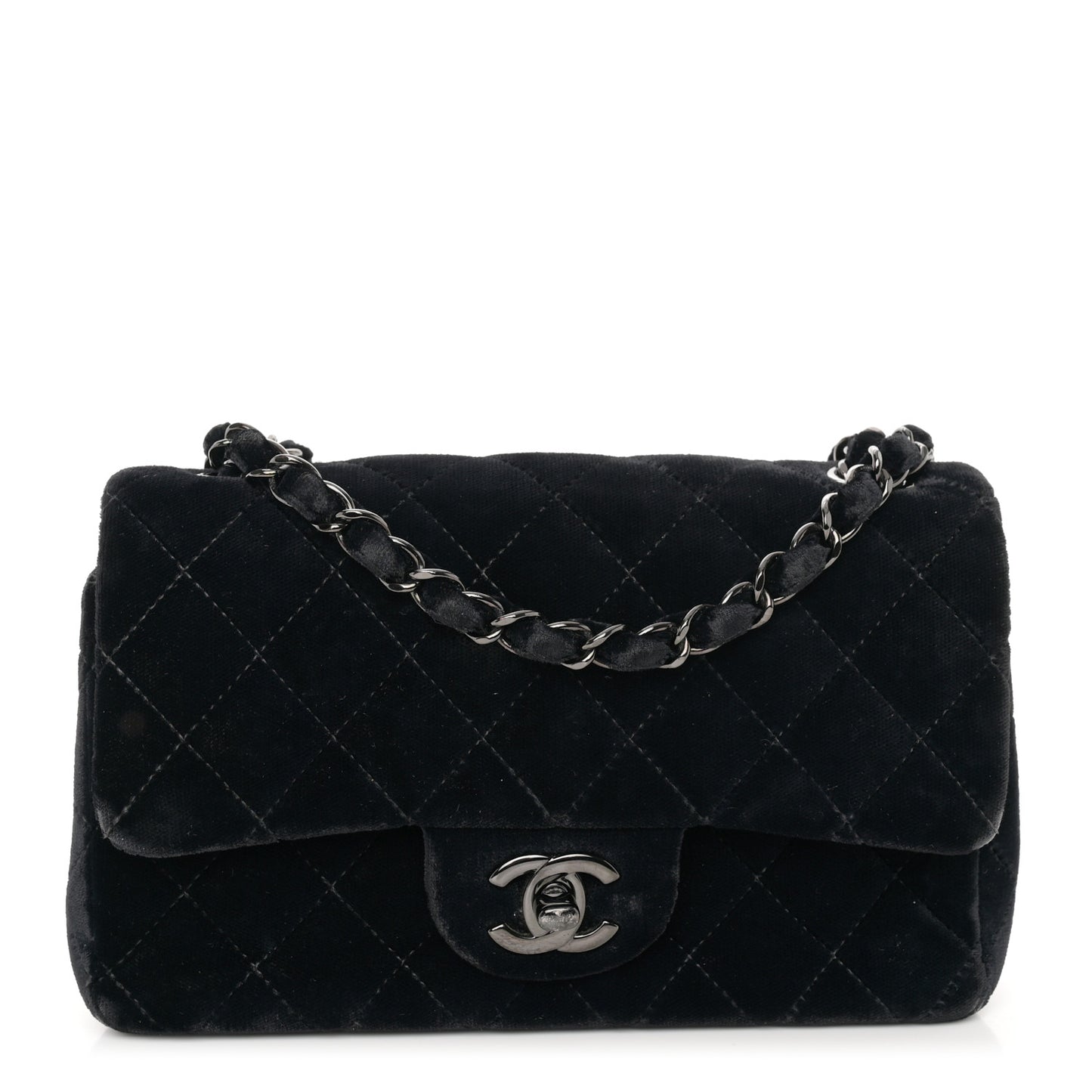 Velvet Quilted Mini Rectangular Flap So Black