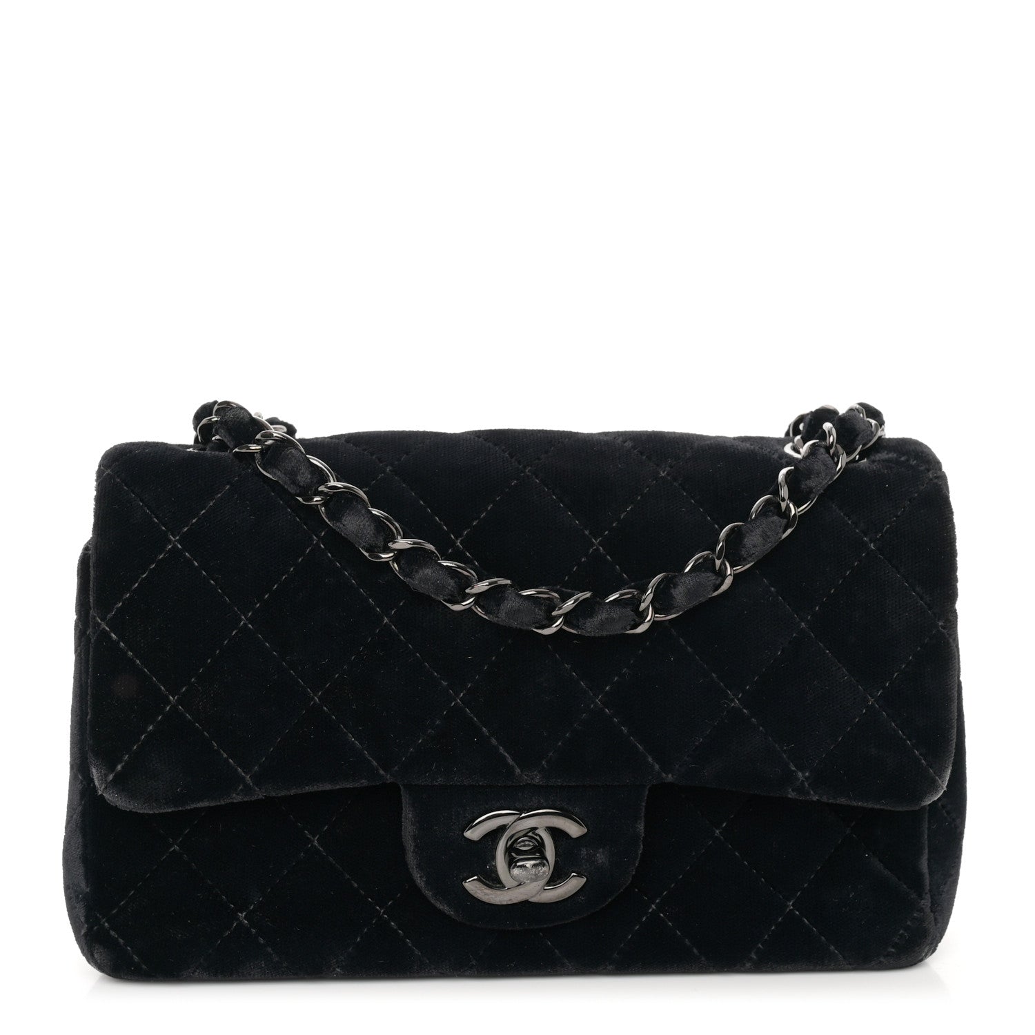 Chanel Velvet Quilted Mini Rectangular Flap So Black 1 of 11