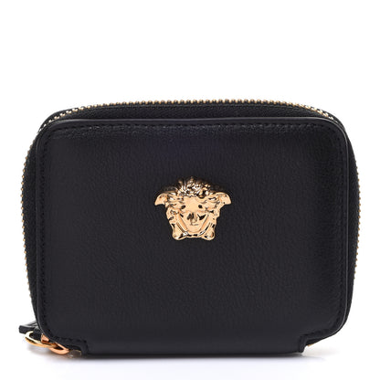 Versace Calfskin Medusa Compact Zip Around Wallet Black 1 of 8