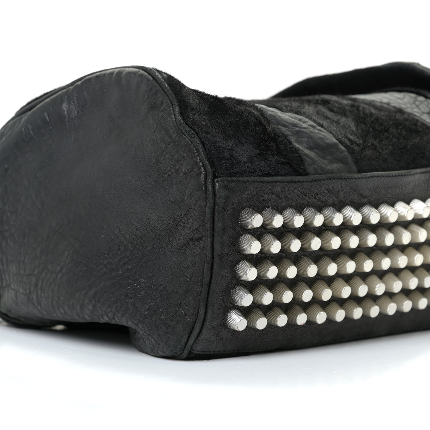 Alexander Wang Pebbled Lambskin Pony Hair Rocco Duffle Black Silver Hardware 6 of 12