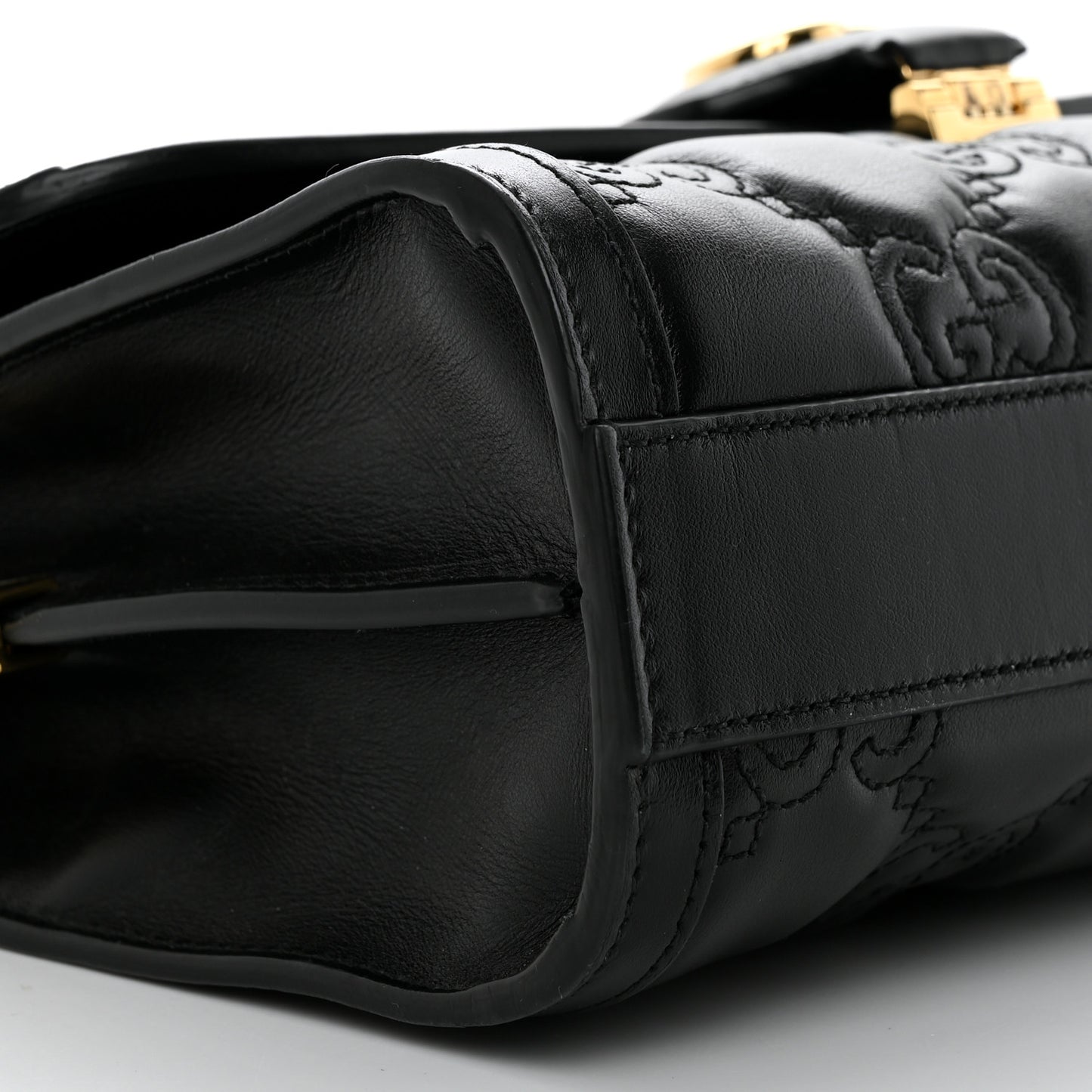 Calfskin GG Matelasse Small Flap Shoulder Bag Black Natural