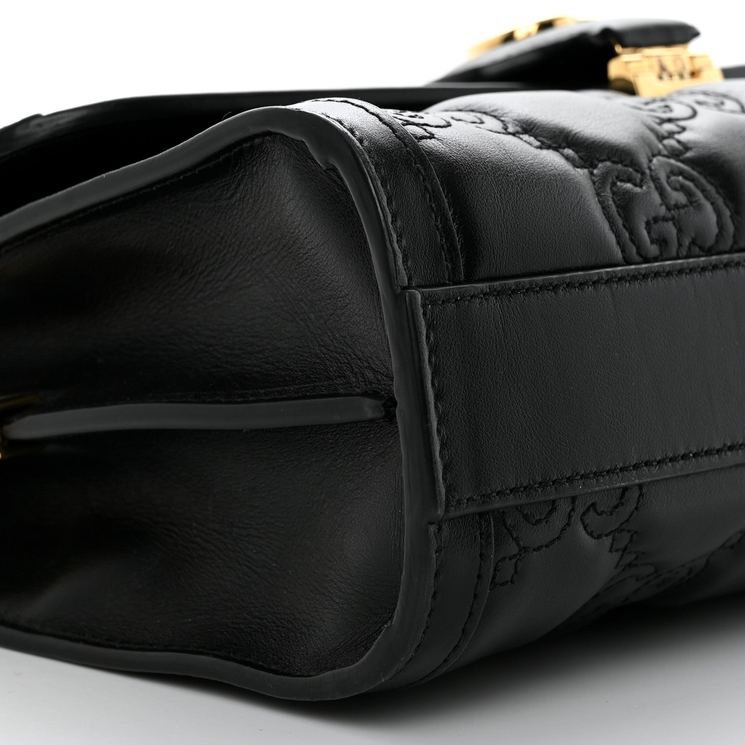 Gucci Calfskin GG Matelasse Small Flap Shoulder Bag Black Natural 9 of 10