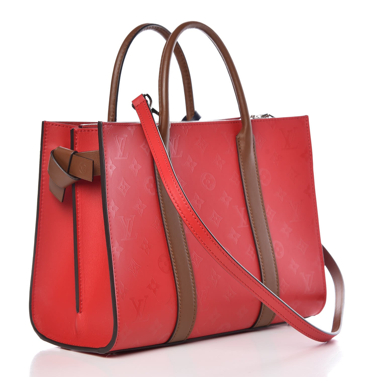Louis Vuitton Monogram Cuir Plume Very Tote MM Rubis Noisette 3 of 9
