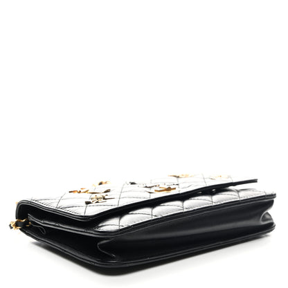 Chanel Aged Calfskin Quilted Lucky Charms 2.55 Reissue Wallet On Chain WOC Black 4 of 12