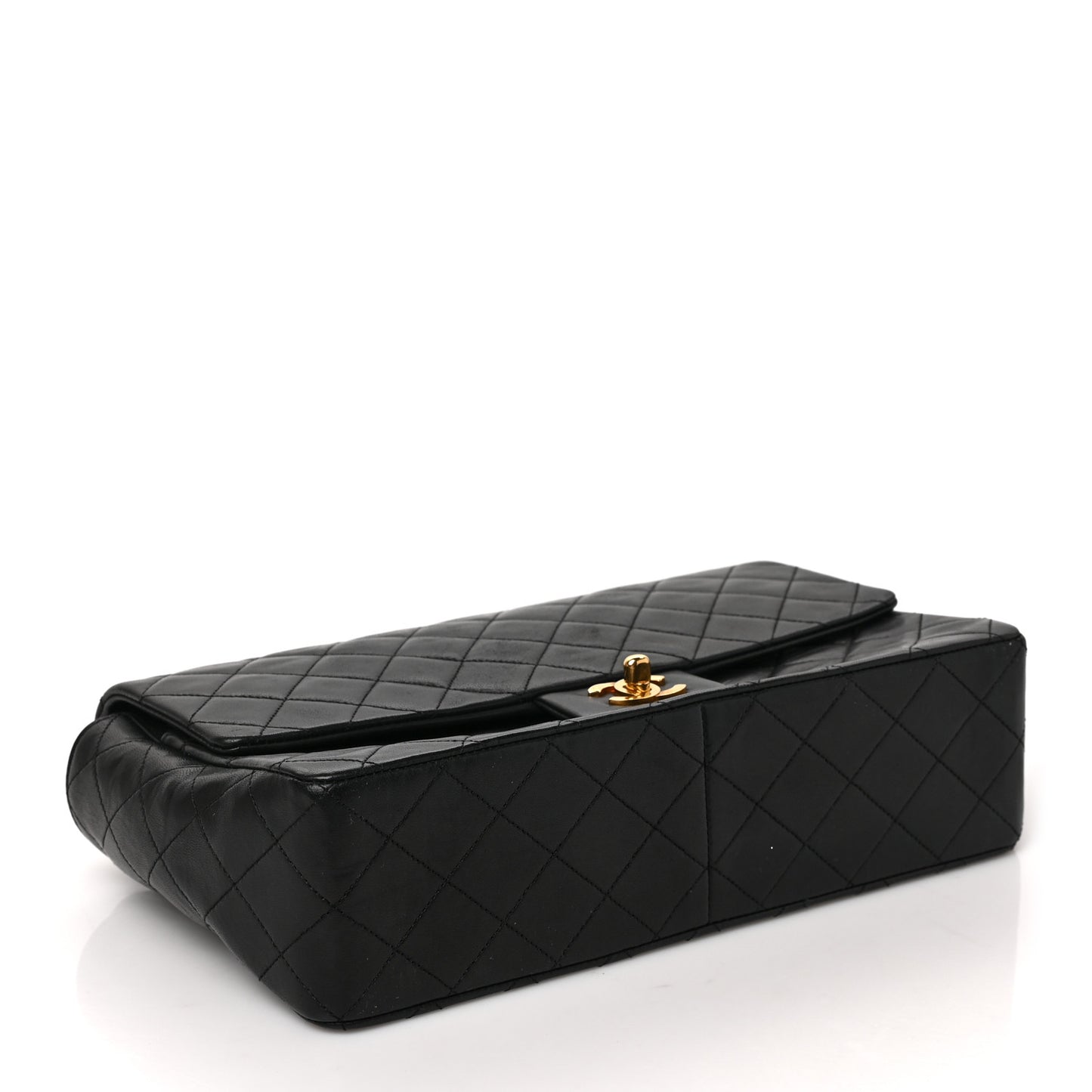 Lambskin Quilted Medium Single Flap Black