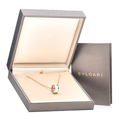 Bulgari 18K Rose Gold White Ceramic B.Zero1 Pendant Necklace 5 of 5