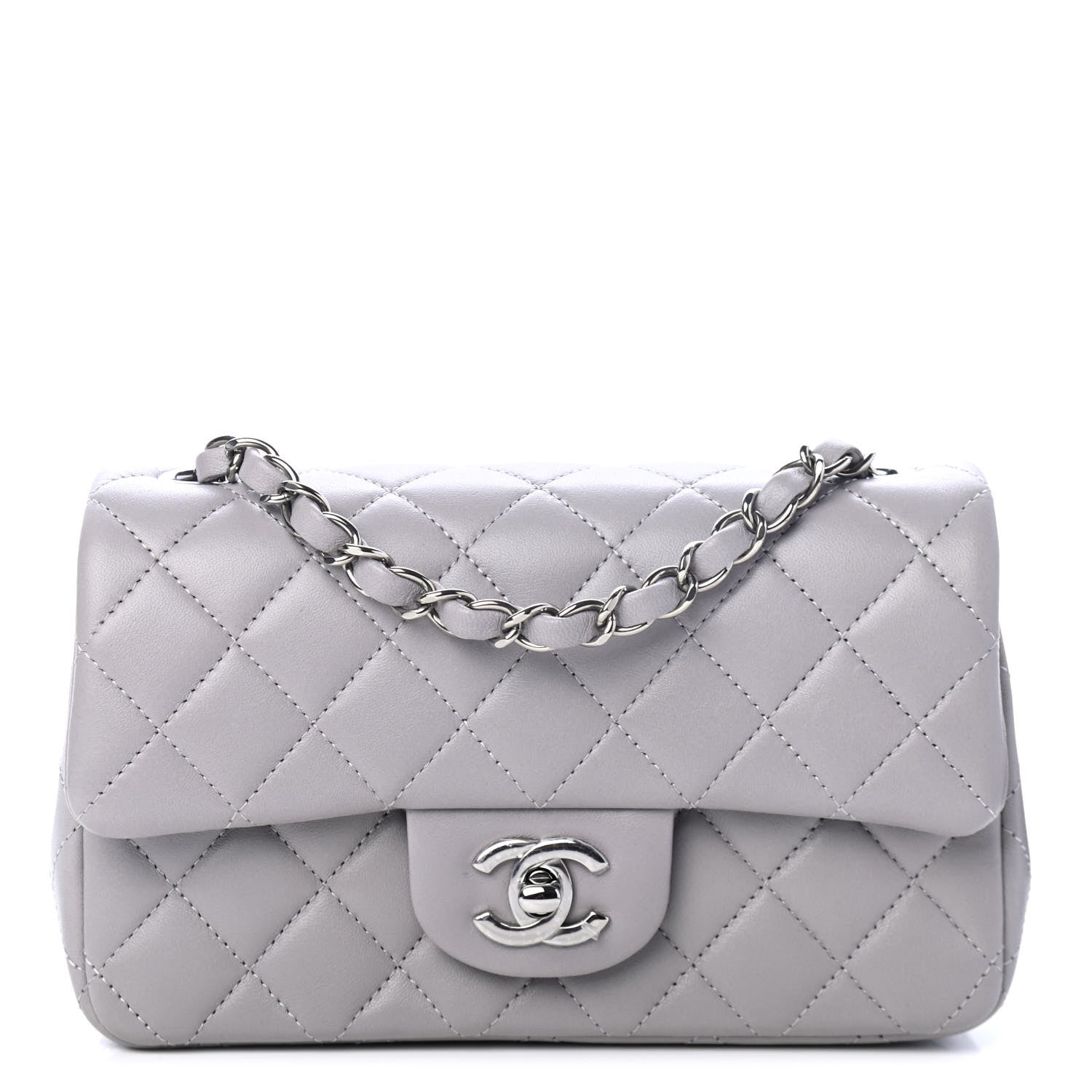 Chanel Lambskin Quilted Mini Rectangular Flap Grey 1 of 4