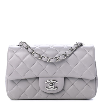 Chanel Lambskin Quilted Mini Rectangular Flap Grey 1 of 4
