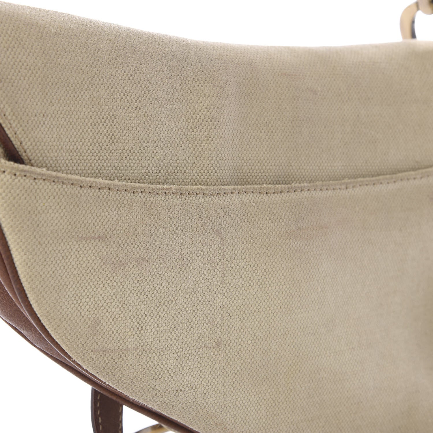 Christian Dior Canvas Calfskin Saddle Bag Beige 8 of 10