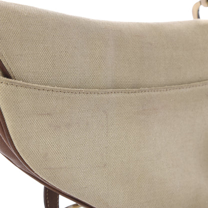 Christian Dior Canvas Calfskin Saddle Bag Beige 8 of 10
