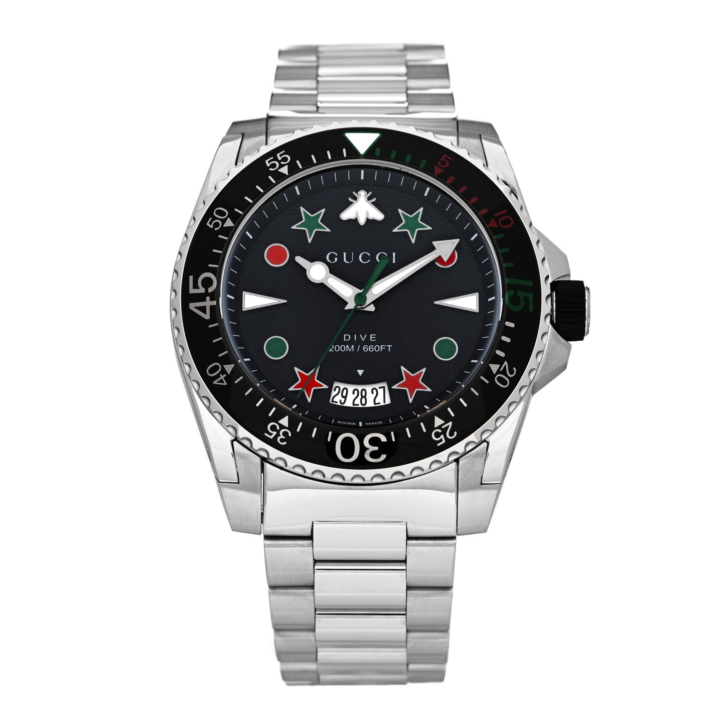 Stainless Steel 45mm Dive Quartz Watch Black