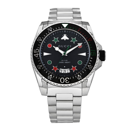 Gucci Stainless Steel 45mm Dive Quartz Watch Black 1 of 5