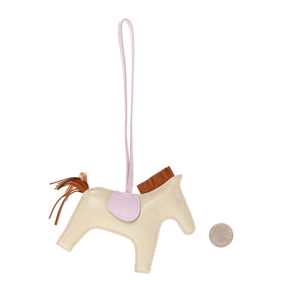 Hermes Milo Lambskin Grigri Rodeo Horse Bag Charm MM Craie Gold Mauve Pale 2 of 7