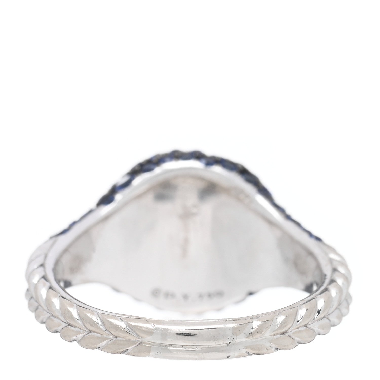 David Yurman 18K White Gold Blue Sapphire Petite Pave Chevron Pinky Ring 48 4.5 3 of 4