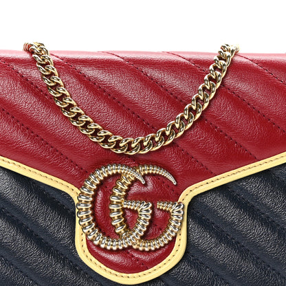 Gucci Azalea Calfskin Matelasse Diagonal Torchon GG Marmont Chain Wallet Blue Agata New Cherry Red Butter 9 of 12