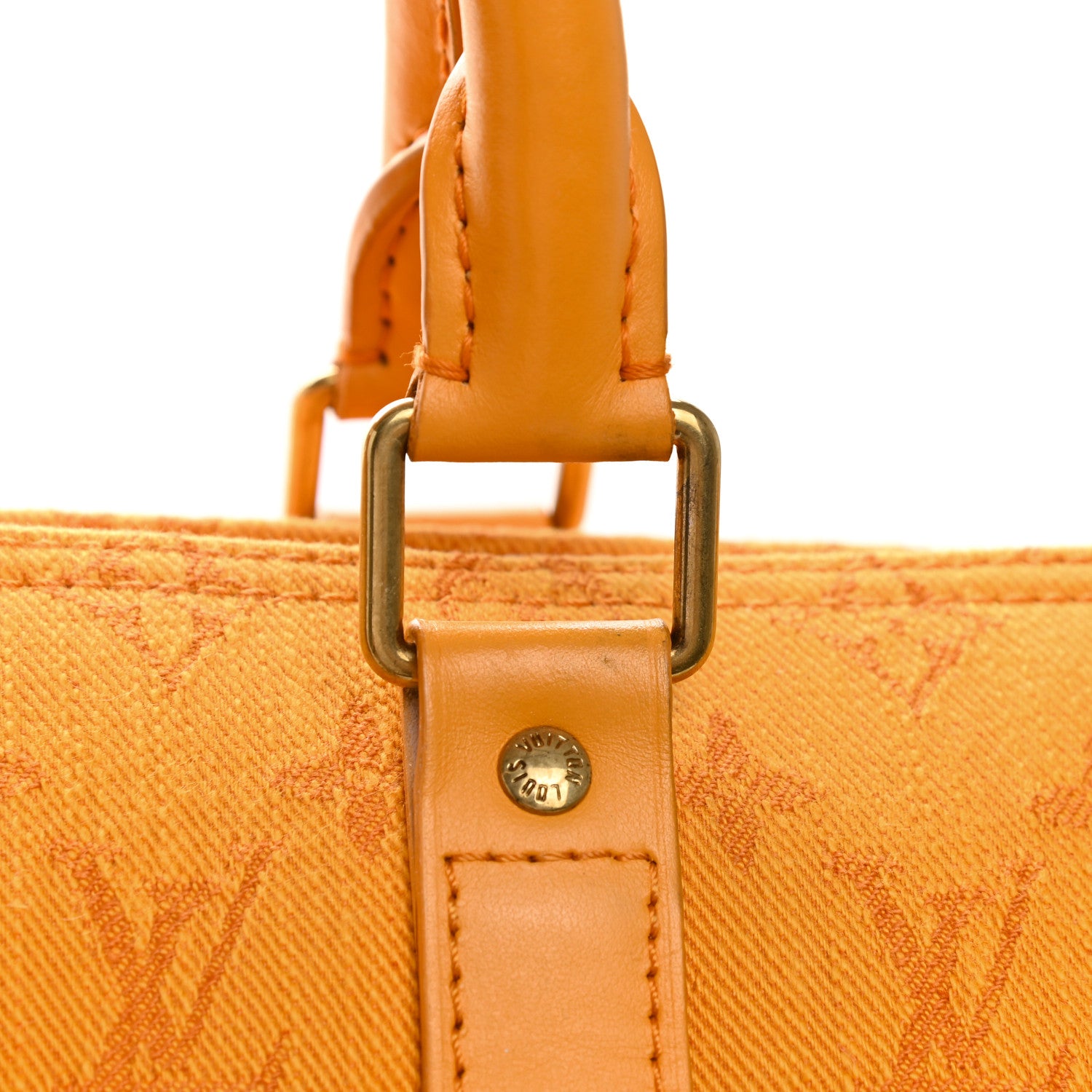 Louis Vuitton Denim Monogram Keepall Bandouliere 50 Ocre 10 of 13
