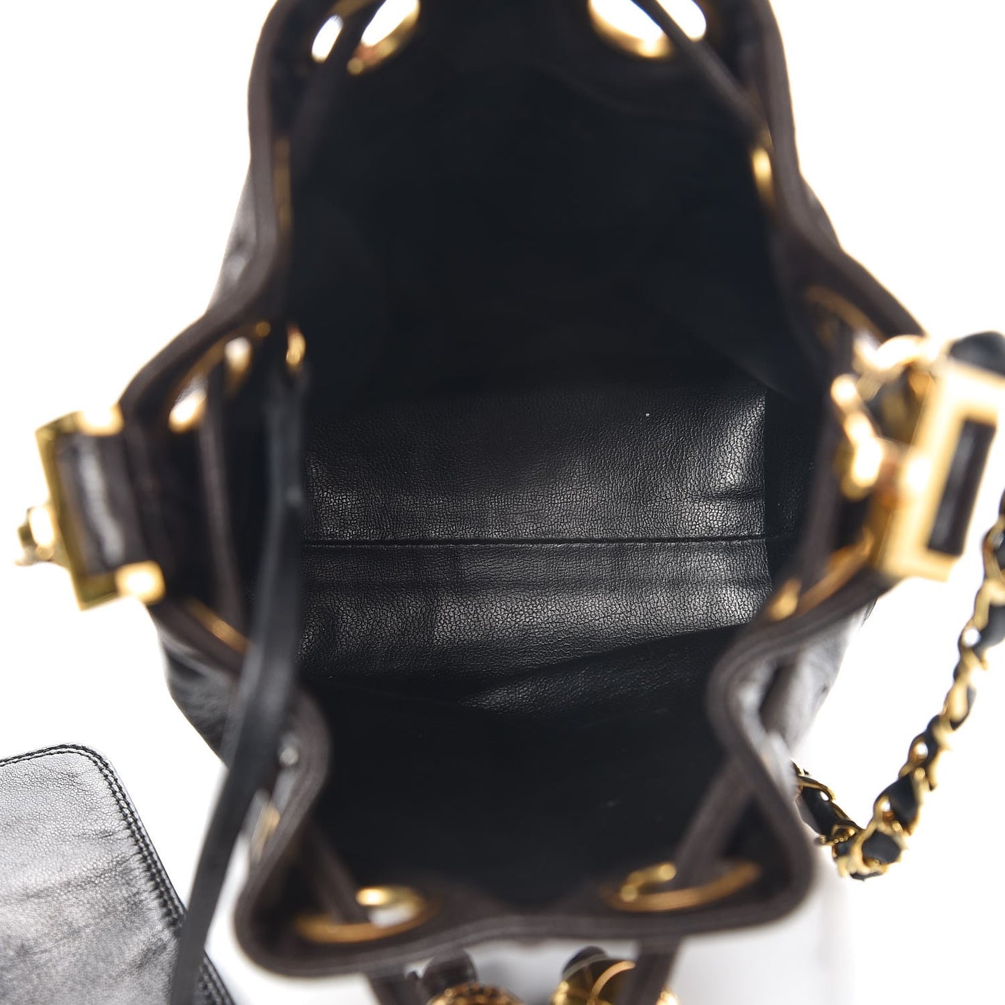 Lambskin CC Drawstring Bag Black