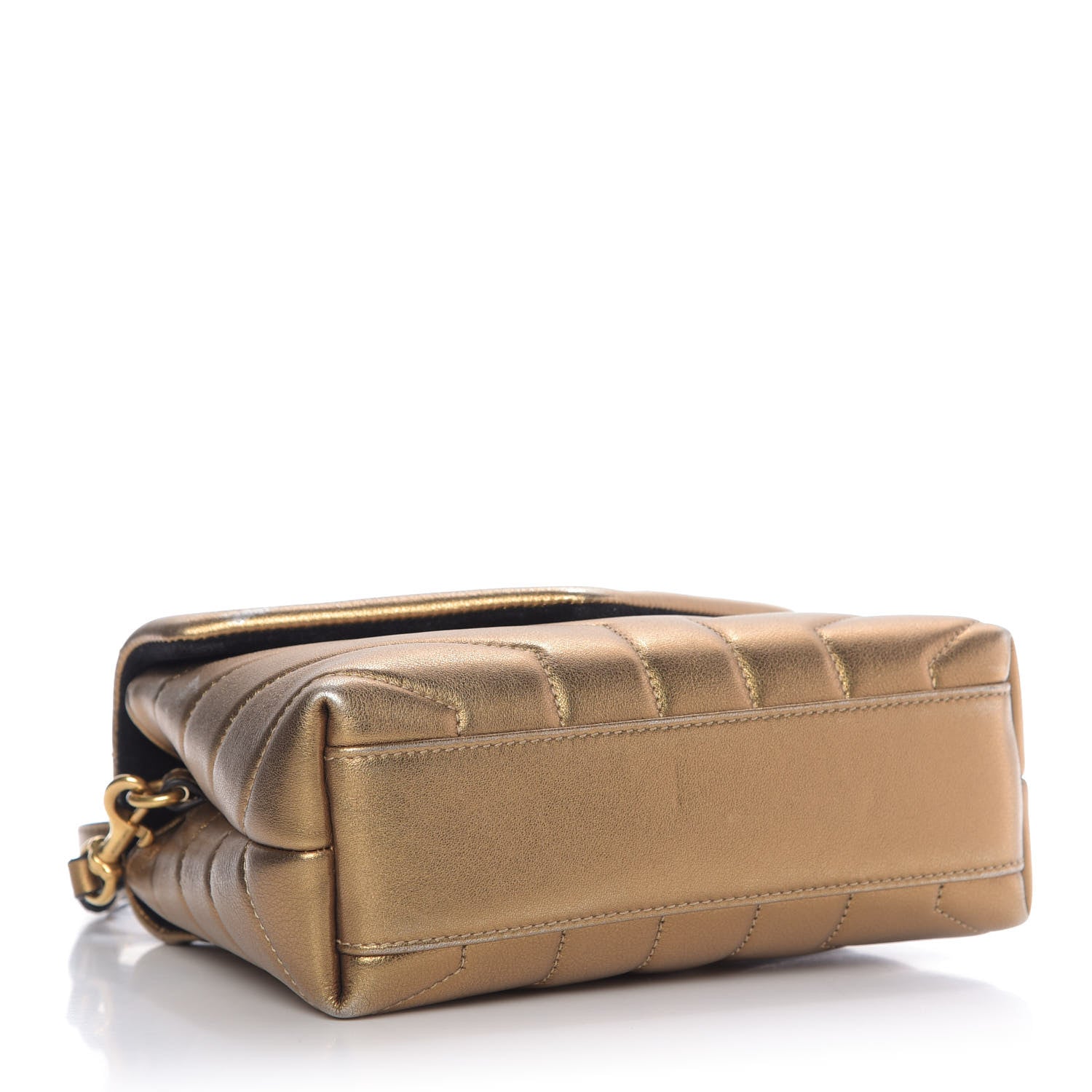 Saint Laurent Metallic Calfskin Y Quilted Monogram Toy Loulou Crossbody Bag Gold 4 of 13