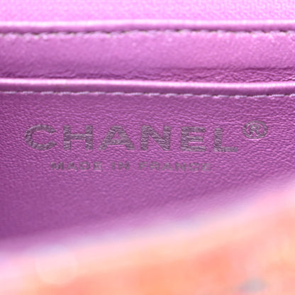 Chanel Tweed Quilted Mini Rectangular Flap Blue Pink Orange 6 of 10