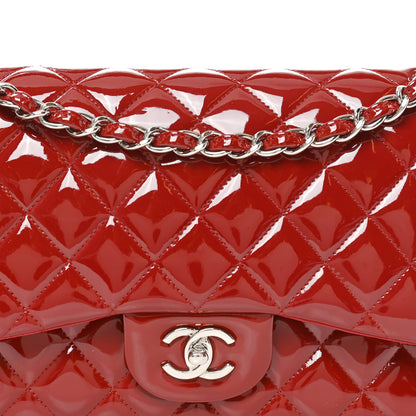 Chanel Patent Quilted Jumbo Double Flap Red 8 of 10
