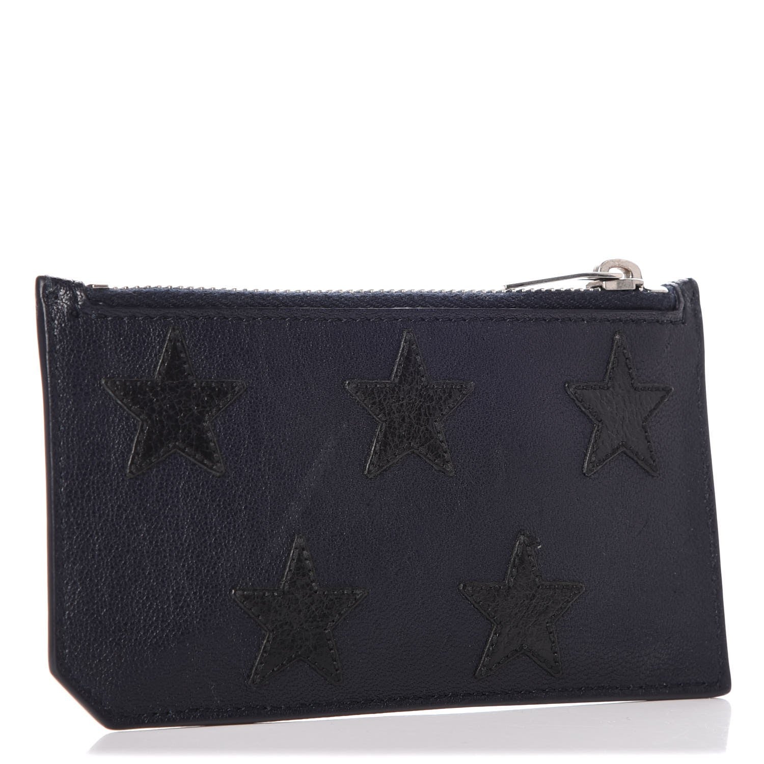 Saint Laurent Calfskin 5 Fragments Stars Zip Pouch Card Holder Blue 3 of 8