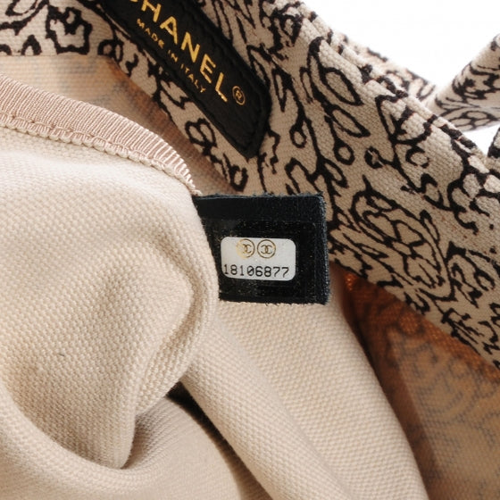 Canvas Printed Tote Bag Beige Black