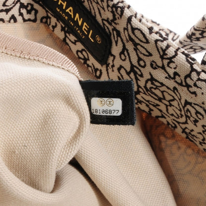 Chanel Canvas Printed Tote Bag Beige Black 8 of 8