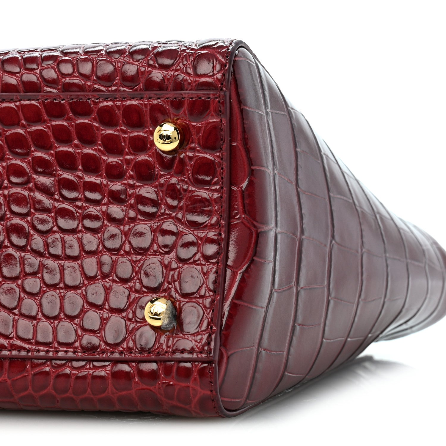 Chanel Calfskin Crocodile Embossed Archetype Small Shopping Tote Burgundy 10 of 11