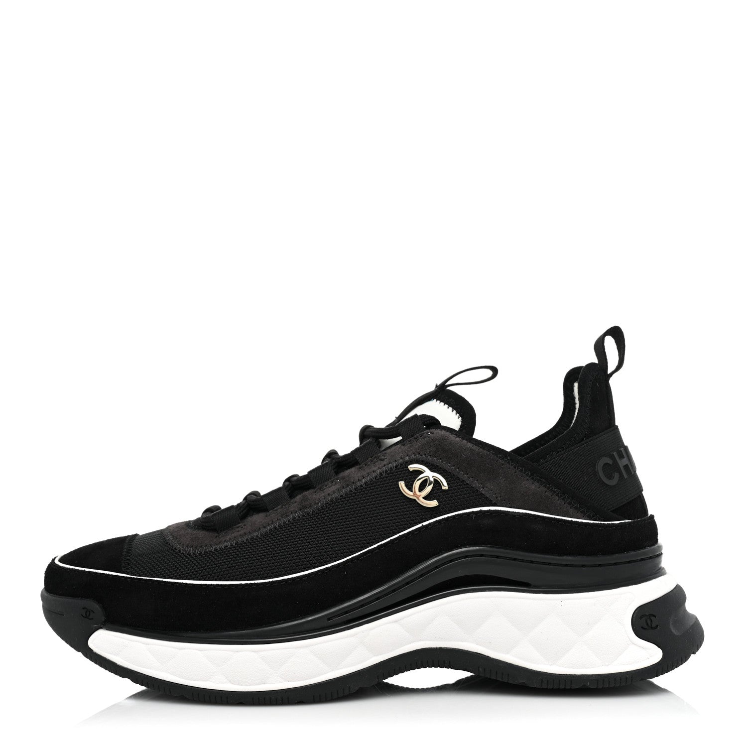 Chanel Velvet Calfskin Mixed Fibers CC Sneakers 37 Black 1 of 9