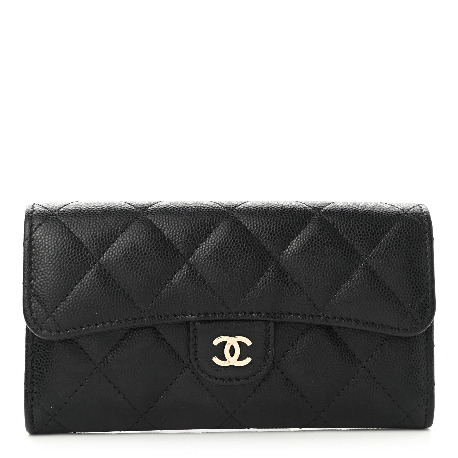 Chanel Caviar Quilted Small Gusset Flap Wallet Black 1 of 8