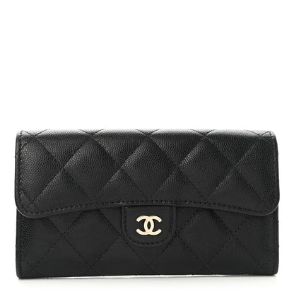 Chanel Caviar Quilted Small Gusset Flap Wallet Black 1 of 8