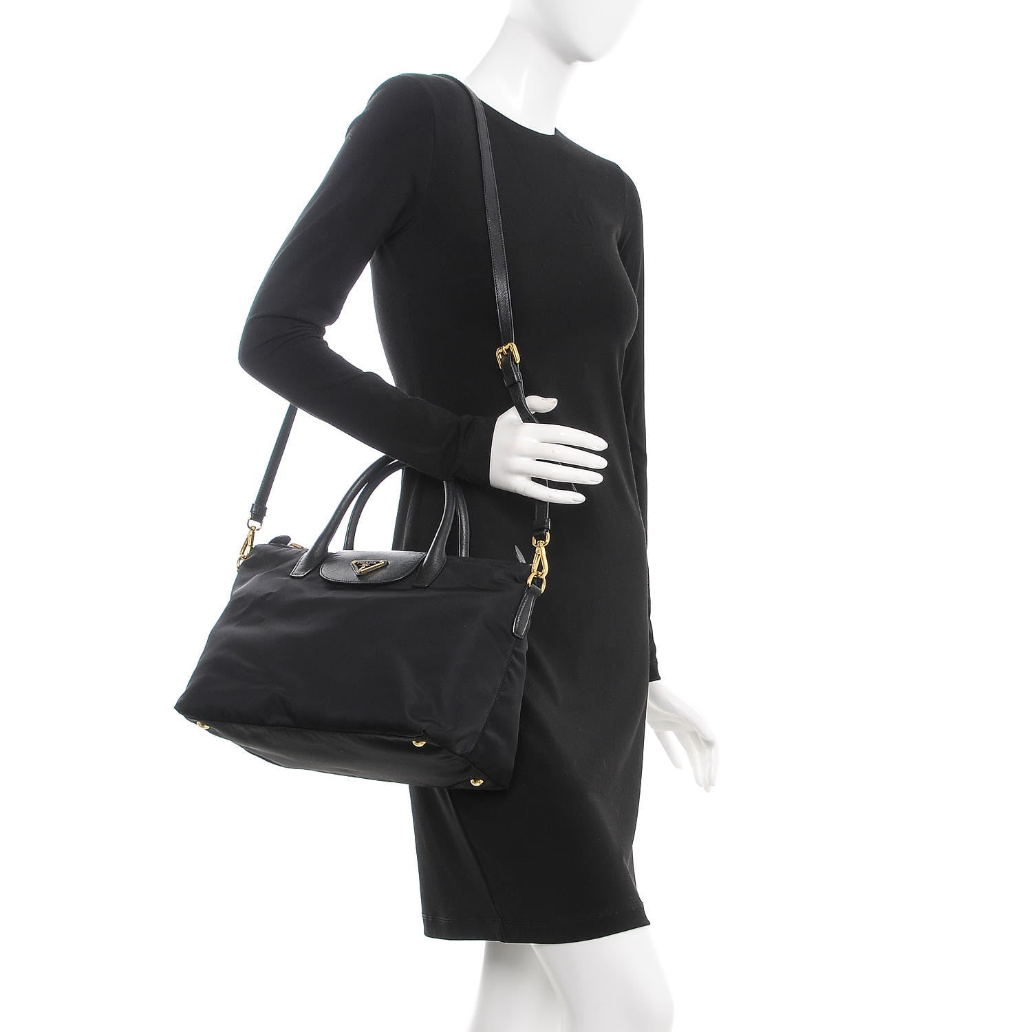 Prada Saffiano Tessuto Nylon Tote Nero Black 2 of 9