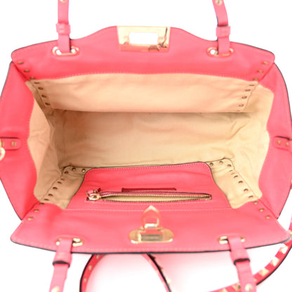 Valentino Garavani Vitello Small Rockstud Tote Deep Rose 5 of 10