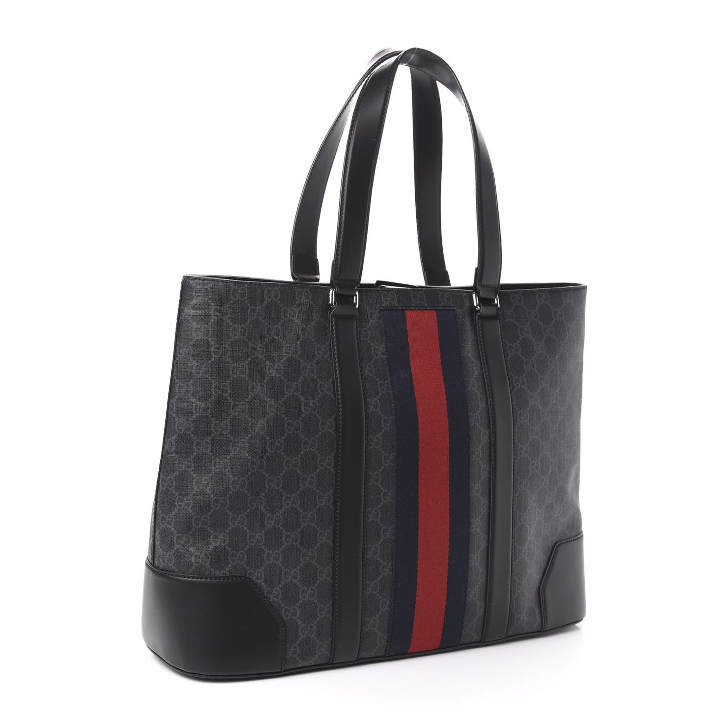 GG Supreme Monogram Web Tote Black Grey