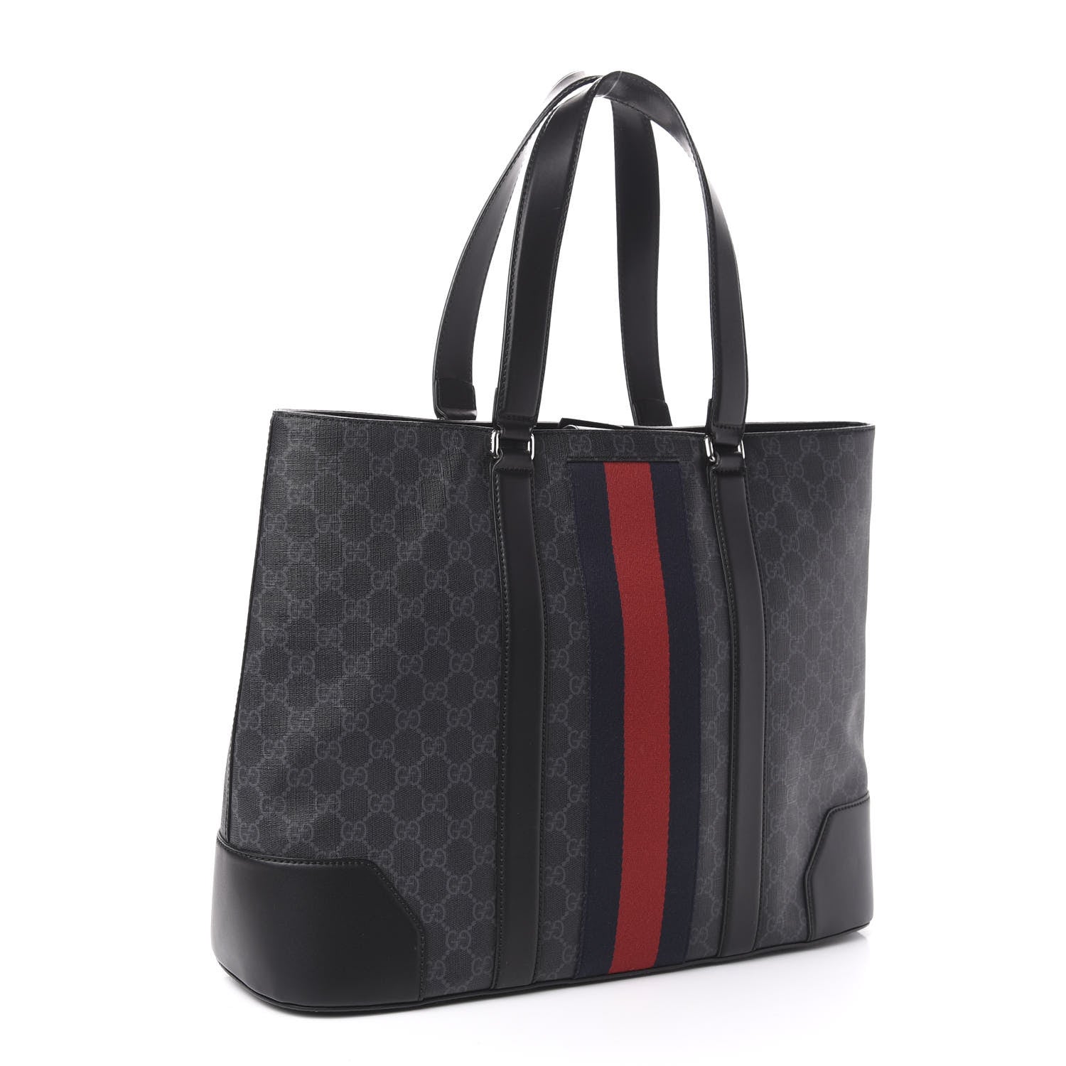Gucci GG Supreme Monogram Web Tote Black Grey 3 of 11