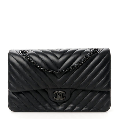 Chanel Lambskin Chevron Quilted Medium Double Flap So Black 1 of 11