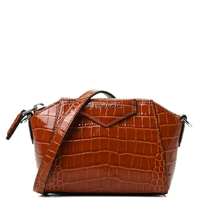 Givenchy Calfskin Crocodile Embossed Nano Antigona Tan 1 of 5