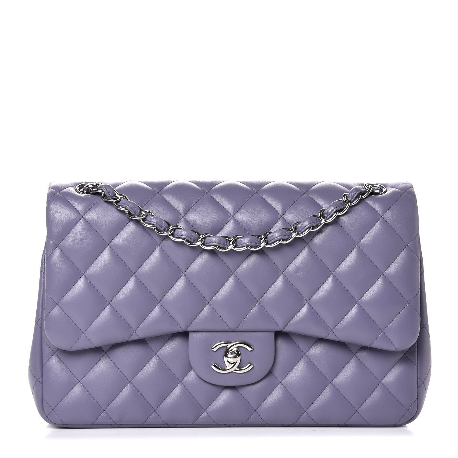 Chanel Lambskin Quilted Jumbo Double Flap Light Purple 1 of 10