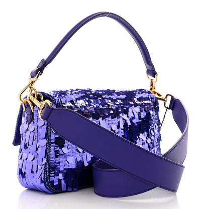 Fendi Sequin Paillettes Shiny Nappa Sex and the City Baguette Viola Purple Rain 3 of 11
